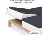 Spannbettlaken SCHLAFGUT "Pure Split-Topper", grau (grau deep), 1 Stk., Jersey-Elasthan, 180-200x200-220 10cm, Jersey-Elasthan, Obermaterial: 95% Baumwolle, 5% Elasthan, Bettlaken, Spannbettlaken, MADE IN GREEN by OEKO-TEX