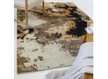Teppich OTTO HOME "Orin", gold (goldfarben), B:140cm H:6mm L:200cm, Wolle, Teppiche, Teppich, Kurzflor, 80 % Wolle und Viskose, handgewebt, weich, Schlafzimmer