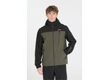 Outdoorjacke WEATHER REPORT "DELTON W-PRO15000", Herren, Gr. L, schwarz (schwarz, grün), 94% Polyester, 6% Elasthan, bedruckt, mehrfarbig, normal, hoch geschlossener Ausschnitt, Jacken Outdoorjacke, ist atmungsaktiv, wasser- und winddicht
