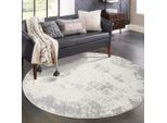 Teppich CARPET CITY "ANTIK215", grau, H:10mm Ø:200cm, Polyester, Teppiche, Teppich, Kurzflor, 3D-Optik, Klassisch-Modern für Wohnzimmer, Schlafzimmer