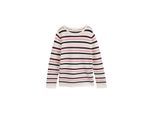 TOM TAILOR Damen Strickpullover aus Baumwolle, rosa, Gestreift, Gr. M