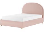 Boxbett VIPACK "Moon, mit Lattenrost und Stauraum, modernes Design", rosa, B:147cm L:213cm, Komplettbetten, inkl. Massivholz Füßen in natur, 3 Stoff Farben zur Auswahl
