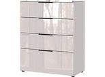 Kommode, mit 4 Schubladen, Glasfront- und auflage, B 830 x T 420 x H 1020 mm, Kaschmir