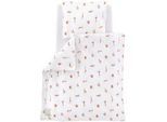 Träumeland Babybettwäsche , Orange, Weiß , Textil , Tier , 80x80 cm , pflegeleicht, atmungsaktiv, hautfreundlich, schadstoffgeprüft, weiche und anschmiegsame Oberfläche , Schlafen, Babytextil-Kollektionen