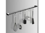 HKT Küchenreling , Edelstahlfarben , Metall , 60 cm , erweiterbar, leichtes Verschieben der Haken , Haushalt & Kleinelektro, Reinigung, Möbelpflege