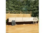 vidaXL 4-tlg. Garten-Sofagarnitur mit Auflagen Poly Rattan Braun
