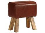 vidaXL Sitzbank Turnbock-Design 38 cm Braun Echtleder Massivholz Mango