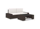 vidaXL 3-tlg. Garten-Lounge-Set Poly Rattan Braun