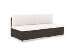vidaXL Modulares 2-Sitzer-Sofa Poly Rattan Braun