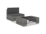 vidaXL 2-tlg. Garten-Lounge-Set Poly Rattan Grau