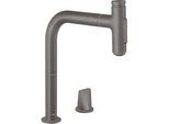 hansgrohe Metris Select 2-Loch-Küchenmischer 73818340 brushed black, 2jet, Ausziehbrause