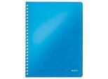Collegeblock Leitz WOW, Format A4, 80 karierte Blatt, Klarsicht-Tasche, FSC®-zertifiziert, blau
