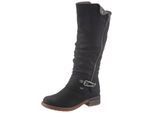 Winterstiefel RIEKER, Damen, Gr. 37, Varioschaft, schwarz, Nubuklederimitat, used, Schuhe Damenschuh Stiefel Winterstiefel Bikerstiefel, Langschaftstiefel, Warmfutter, mit Rieker TEX Membran