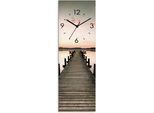 Wanduhr ARTLAND "Langer Pier im Sonnenaufgang", beige (natur), B:20cm H:60cm T:1,8cm, Wanduhren, Wanduhr, wahlweise mit Quarz- oder Funkuhrwerk, lautlos ohne Tickgeräusche