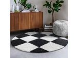 Hochflor-Teppich SANAT "Milano 1250", schwarz, H:30mm Ø:80cm, Kunstfaser, Teppiche, Hochflor, Wohnzimmer, Schlafzimmer, fussbodenheizungsgeeignet