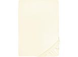 Spannbettlaken BIBERNA "Conny", beige (perlmuttfarben), 1 Stk., Jersey-Elasthan, 90-100x190-220 40cm, Jersey-Elasthan, Obermaterial: 95% Baumwolle, 5% Elasthan, Bettlaken, Spannbettlaken, hochwertiges Jersey-Elasthan geeignet für Wasser- und Boxspringbetten