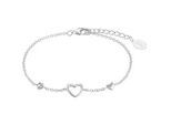 Armband S.OLIVER JUNIOR "Herz", bunt (silberfarben, weiß, weiß), Armbänder, Mädchen, 16cm, Silber 925 (Sterlingsilber), Armband, mit Zirkonia (synth.)