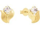 Paar Ohrstecker AMOR "2013633", gold (gelbgoldfarben, weiß, weiß), Ohrringe, Damen, Gelbgold 375, mit Zirkonia (synth.)