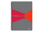Notizbuch Leitz Office, Format A4, 90 karierte Blatt, lässt sich um 360° öffnen, Spiralbindung, Kunststoff-Einband, FSC®-zertifiziert, rot