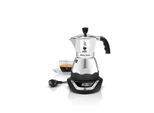 BIALETTI Espressokocher "Moka Timer", silber (silberfarben, schwarz), 6, Kaffeemaschinen, 6 Tassen, Espressokocher