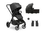 Hauck Kombikinderwagen , Schwarz , Metall, Kunststoff, Textil , 61x105x100 cm , EN 1888, UV 50+ , Feststellbremse, Federung, 5-Punkte-Gurt, für Babyschale geeignet, Griff in Lederoptik, Transportsicherung, Sitz umsetzbar, Teleskopgriff , Baby on Tour, Kinderwagen, Kombikinderwagen