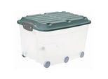 Rotho Box MIT Deckel , Grün, Transparent , Kunststoff , 40x37x59.5 cm , Reach, DIN EN ISO 14001, DIN EN ISO 9001 , Rollen, Tragegriff, Deckel abnehmbar, stapelbar , Ordnen & Aufbewahren, Dekoboxen & Aufbewahrungsboxen, Stapelboxen