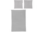 Bettwäsche IRISETTE "Easy 8517", silber (silberfarben), B/L: 140cm x 200cm, 1 Stk., 1 Stk., Seersucker, B/L: 90cm x 70cm, 2 Stk., Seersucker, Obermaterial: 100% Baumwolle, Bettwäsche, Bettwäsche, pflegeleicht