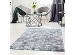 Teppich CARPET CITY "Moda 1139" Gr. 2, blau, B:80cm H:11mm L:150cm, Kunstfaser, Teppiche, Teppich, Läufer, weicher Kurzflor, abstrakt, Wohnzimmer
