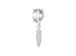Paar Creolen KUZZOI "Creole Feder Scharnier Single 925 Silber", silber, Ohrringe, Herren, onesize, ohne Stein, Silber 925 (Sterlingsilber)