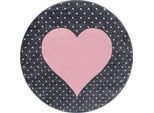Ben'n'jen Kinderteppich , Pink , Textil , Herz , rund , Oeko-Tex® Standard 100 , für Fußbodenheizung geeignet, schmutzabweisend, für Hausstauballergiker geeignet, lichtunempfindlich, antistatisch, pflegeleicht, strapazierfähig, leicht zusammenrollbar , Teppiche Und Böden, Teppiche, Kinderteppiche