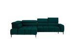 Welnova Ecksofa , Dunkelgrün , Textil , Ottomane links, L-Form , 300x216 cm , Made in Eu , Typenauswahl, Stoffauswahl, seitenverkehrt erhältlich, Hocker erhältlich , Wohnzimmer, Sofas & Couches, Wohnlandschaften, Ecksofas