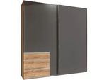 Mid.you Schwebetürenschrank , Graphitfarben, Eichefarben , Metall , 3 Fächer , 3 Schubladen , 250x216x65 cm , BQ - Bündnis für Qualität, Made in Germany, DIN EN ISO 9001 , umfangreiches Zubehör erhältlich, in verschiedenen Größen erhältlich, in verschiedenen Holzdekoren erhältlich , Schlafzimmer, Komplette Schlafzimmer und Serien, Schlafzimmerserien