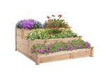 Outsunny Hochbeet, Naturfarben , Holz , 124x56x124 cm , Gartenzubehör, Hochbeete