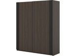 Schwebetürenschrank HOME AFFAIRE "Niva, Garderobenschrank incl.kompletter Innenausstattung", eiche nussbaum, B:180cm H:210cm T:61cm, FSC-zertifizierter Holzwerkstoff, Melamin, Metall, Schränke, Schwebetürenschrank, Moderner Kleiderschrank, Schiebetürenschrank, Lamellen, Wäscheschrank