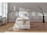 Boxspringbett HOME AFFAIRE "Wehma", beige (natur), B:110cm L:213cm, Struktur fein (100% Polyester), Komplettbetten, Boxspringbett, inkl. Topper in 3 verschiedenen Matratzen, auch in Samtstoff