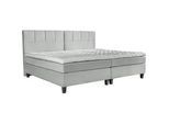 Esposa Boxspringbett , Hellgrau , Textil , Buche , H2 + H3 , 5-Zonen , Höhe ca. 19 cm , 240x200 cm , Über- und Sondergrößen erhältlich, gepolstertes Kopfteil, Stoffauswahl, Topper durchgehend, in verschiedenen Größen erhältlich , Schlafzimmer, Betten, Boxspringbetten