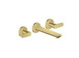 hansgrohe 3-Loch Waschtischarmatur Wandmontage 49070950 Unterputz, mit Auslauf 195 mm, Brushed Brass