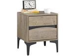 SoBuy Nachttisch mit 2 Schubladen, 40×40×47 cm, Natur , Naturfarben , Holzwerkstoff , 40x47x40 cm , Schlafzimmer, Nachttische