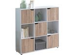 KADIMA DESIGN Standregal mit 9 Fächern, Weiß/Sonoma, Stauraum für Bücher/Dekoration, 89x91x29 cm.