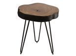 KADIMA DESIGN Beistelltisch BALU Massivholz: Metallbeine, Baumstammoptik, robust, pflegeleicht