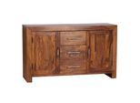 KADIMA DESIGN Elegantes Sideboard Sheesham, 3 Schubladen, 2 Türen, Landhaus-Stil