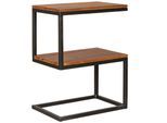 KADIMA DESIGN Beistelltisch Massivholz INDI: S-Design, Schwarz/Metallgestell, 2 Ablageflächen