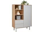home24 Highboard , Grau, Eichefarben , Holzwerkstoff , 5 Fächer , 2 Schubladen , 105x147x40 cm , FSC Mix , Beimöbel erhältlich, stehend , Wohnzimmer, Wohnwände, Wohnwand-Serien