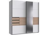 Schwebetürenschrank WIMEX "Bremen in der Breite 180cm, wahlweise mit Spiegel", bunt (weiß, absetzung multiplex), B:180cm H:198cm T:65cm, Holzwerkstoff, Schränke, Schwebetürenschrank, mit moderner Multiplex Optik, inkl. Schubladen