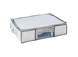 Unterbettkommode WENKO "Vakuum Soft Box M", weiß (transparent, weiß), B:65cm H:15cm T:50cm, Kunststoff, Aufbewahrungsboxen, integrierte Vakuum-Tasche & Blitzventil, bis zu 75 % Platzersparnis