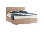 Novel Boxspringbett , Hellbraun , Textil , Wenge , H2 + H4 , 7-Zonen , Höhe ca. 27 cm , 160x200 cm , Bettkasten, Federkernmatratze , Schlafzimmer, Betten, Boxspringbetten