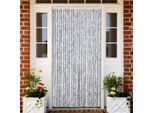 vidaXL Insektenschutz-Vorhang Weiß und Grau 100x220 cm Chenille