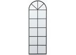 Beliani Wandspiegel schwarz Fensteroptik 40/120 cm Brouage , Schwarz , Metall , Oval , 40x120x3 cm , Spiegel, Wandspiegel