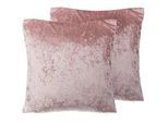 Beliani Dekokissen 2er-Set Rosa 45/45 cm Hosta , Pink , Textil , 45x45 cm , Wohntextilien, Kissen, Dekokissen