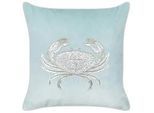 Beliani Dekokissen Blau 45/45 cm Bossiella , Blau, Silberfarben , Textil , Quadratisch , 45x10x45 cm , Wohntextilien, Kissen, Dekokissen